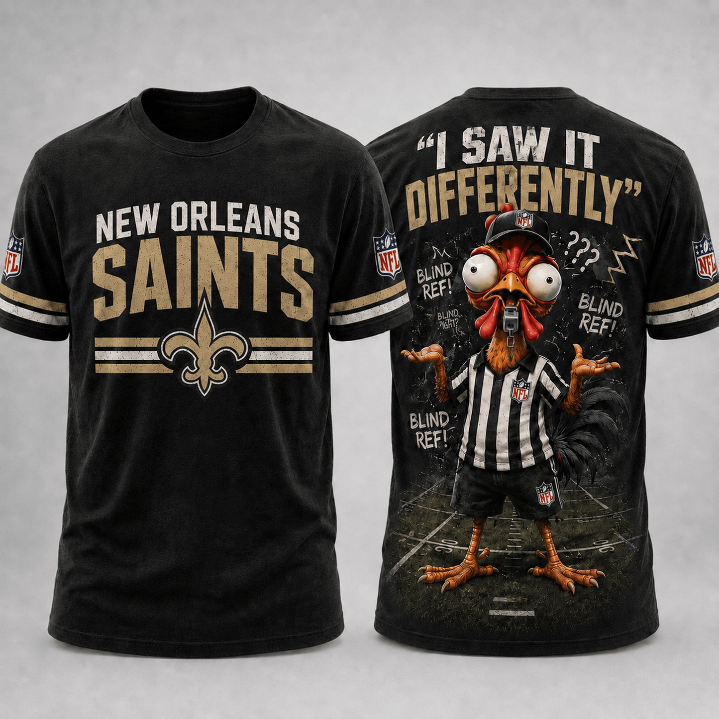 NO x NFL Premium Funny Blind Referee Mocking 3D Shirt Football Game Day Enthusiasts