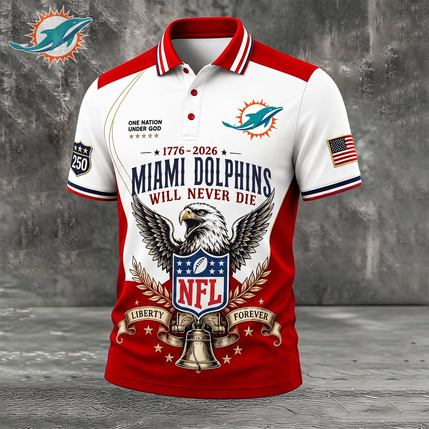 PREMIUM NFL x MIA EXCLUSIVE 250 Years Anniversary Of Freedom POLO SHIRT 290626