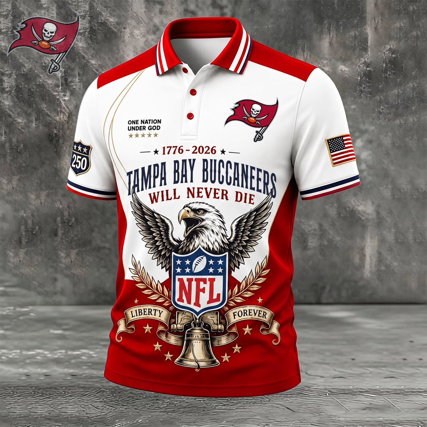 PREMIUM NFL x TB EXCLUSIVE 250 Years Anniversary Of Freedom POLO SHIRT 290626