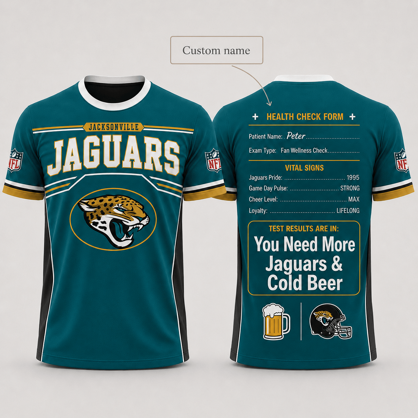 Premium NFL x JAX Funny Personalized Health Check Form 3D Shirt Football Enthusiasts 040726