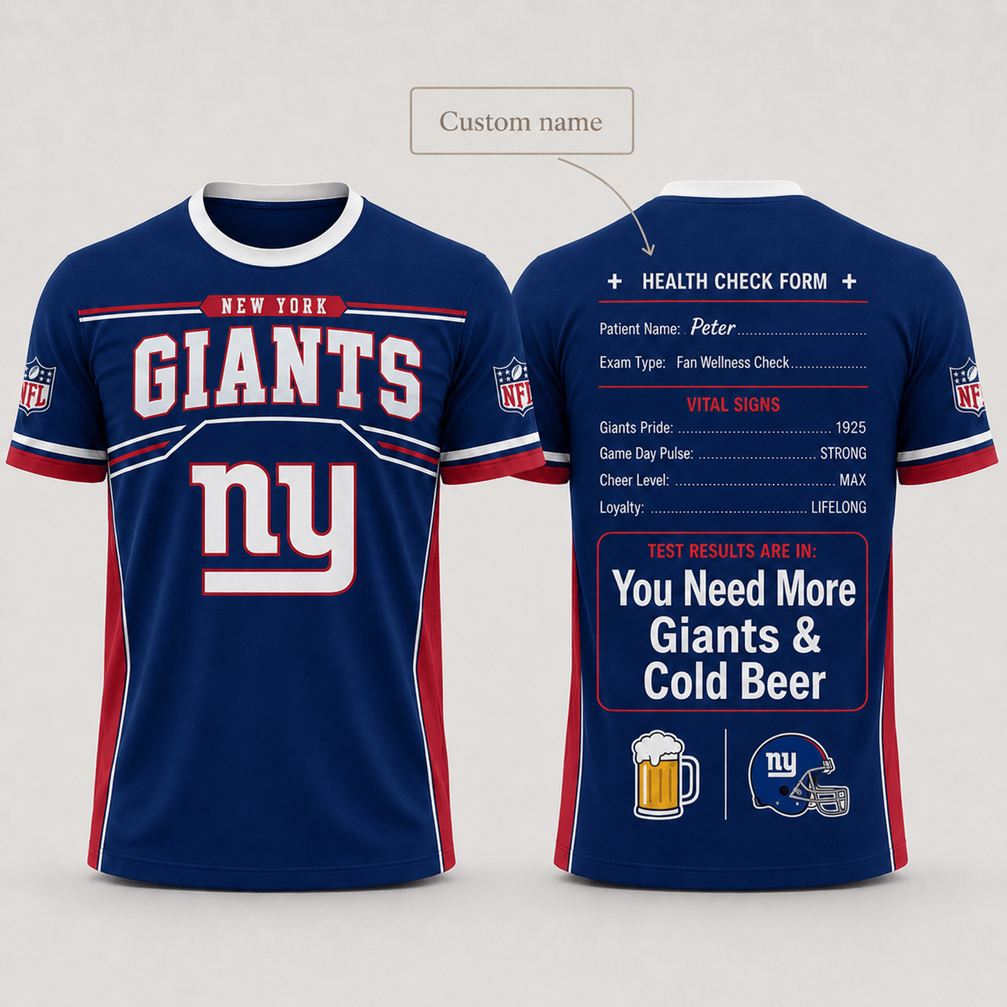 Premium NFL x NYG Funny Personalized Health Check Form 3D Shirt Football Enthusiasts 040726