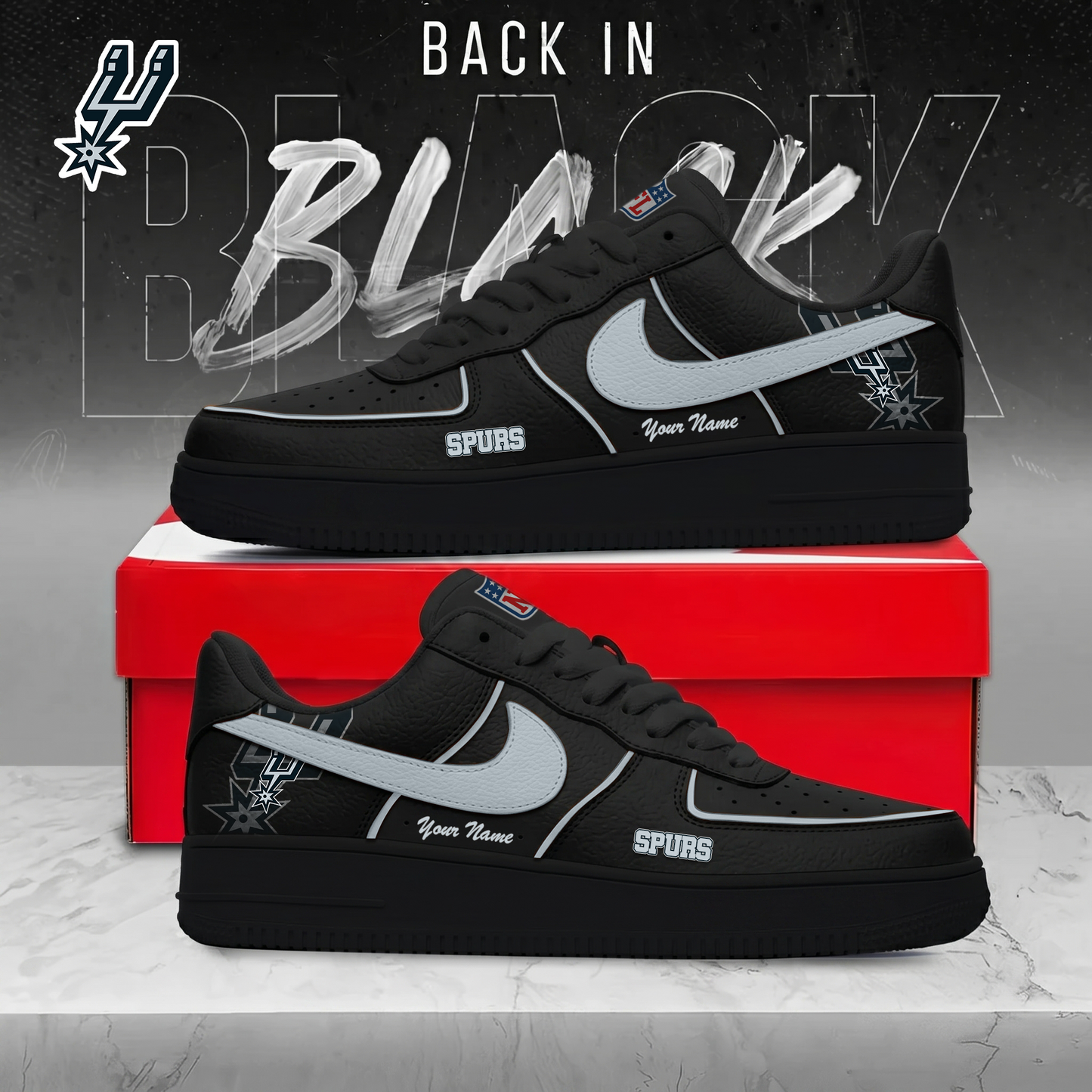 SAS x NBA Back In Black AF1 Sneakers 270626