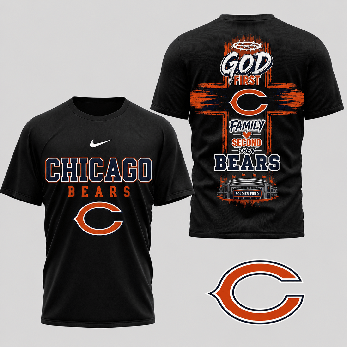 CHI x NFL Faith Family Team Pride 3D T-Shirt 0207