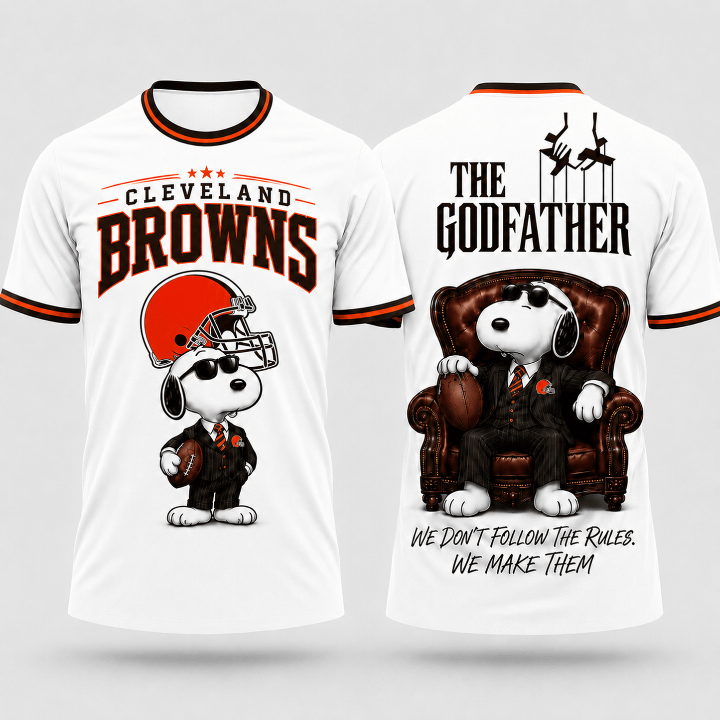 CLE x NFL Premium Funny Football Snoopy The Godfather Rule Maker Game Day 3D Shirt 0307