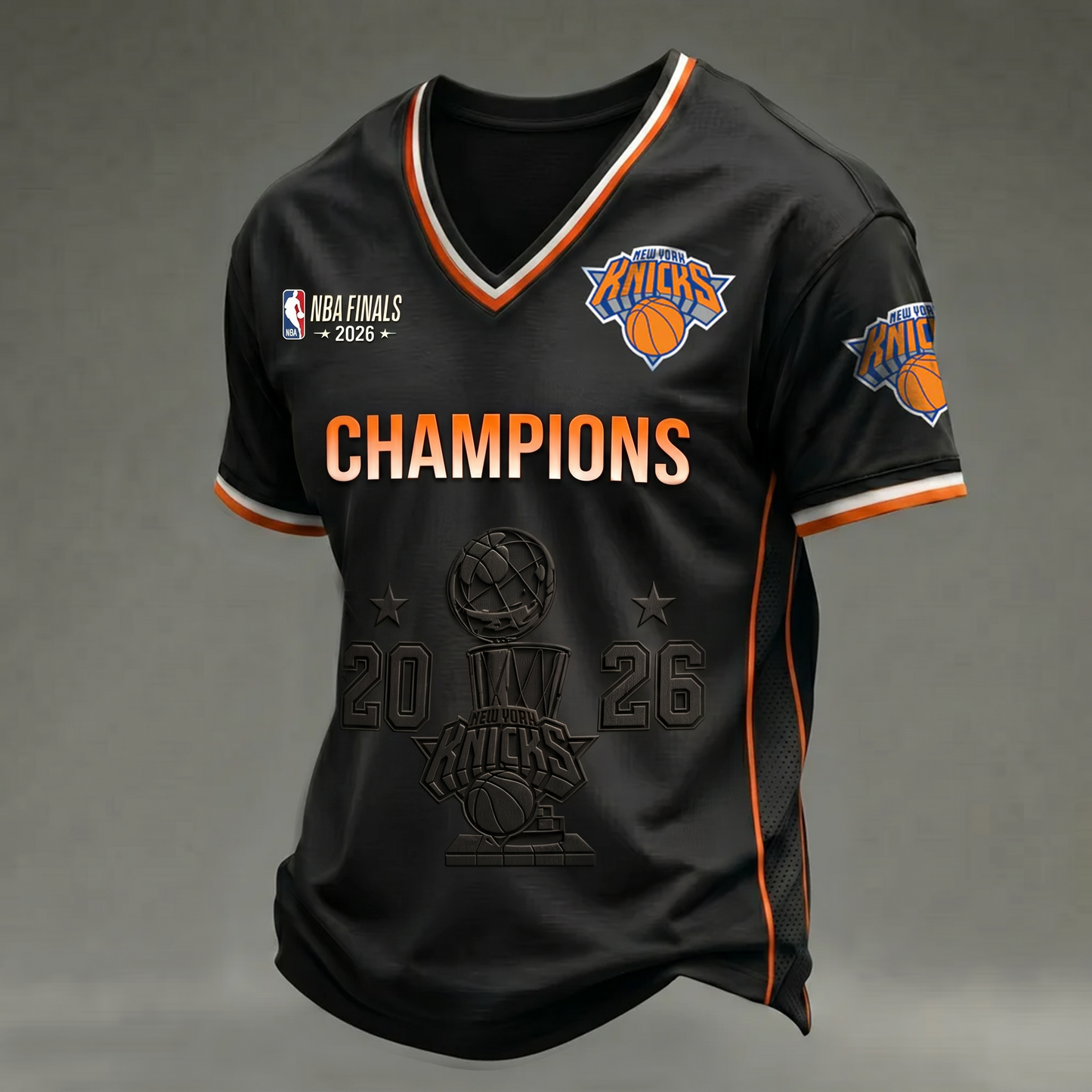 NYK x NBA Finals Champions Luxury V-neck Shirt 160626