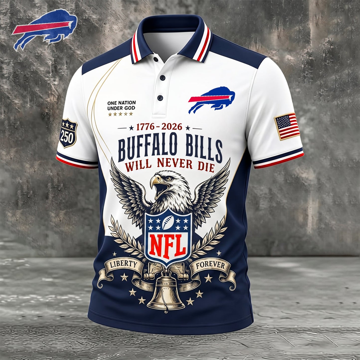 PREMIUM NFL x BUF EXCLUSIVE 250 Years Anniversary Of Freedom POLO SHIRT 290626