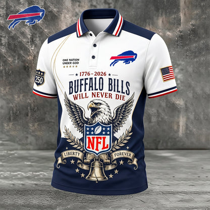 PREMIUM NFL x BUF EXCLUSIVE 250 Years Anniversary Of Freedom POLO SHIRT 290626