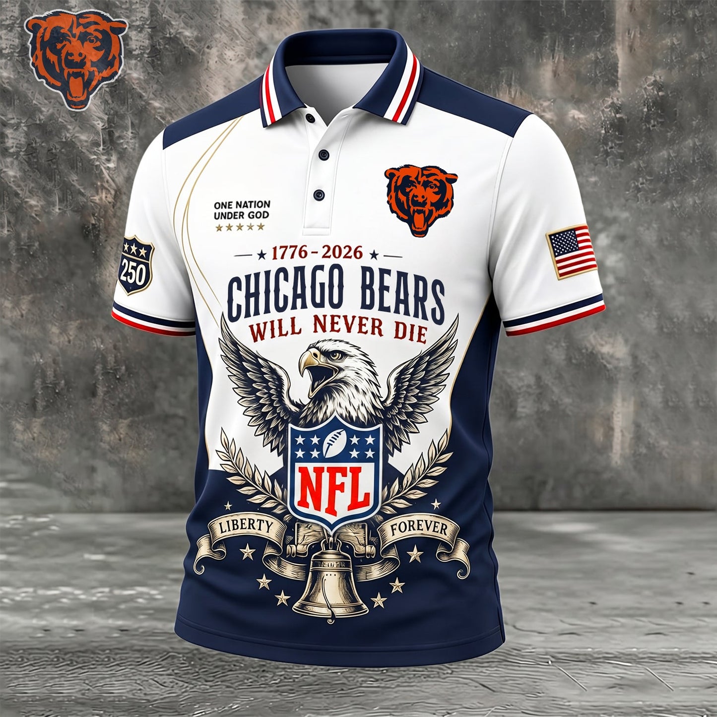 PREMIUM NFL x CHI EXCLUSIVE 250 Years Anniversary Of Freedom POLO SHIRT 290626