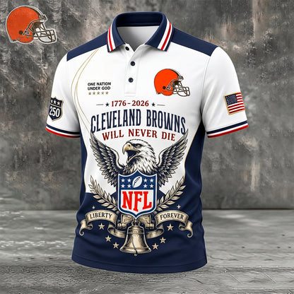 PREMIUM NFL x CLE EXCLUSIVE 250 Years Anniversary Of Freedom POLO SHIRT 290626