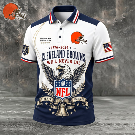 PREMIUM NFL x CLE EXCLUSIVE 250 Years Anniversary Of Freedom POLO SHIRT 290626