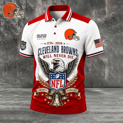 PREMIUM NFL x CLE EXCLUSIVE 250 Years Anniversary Of Freedom POLO SHIRT 290626