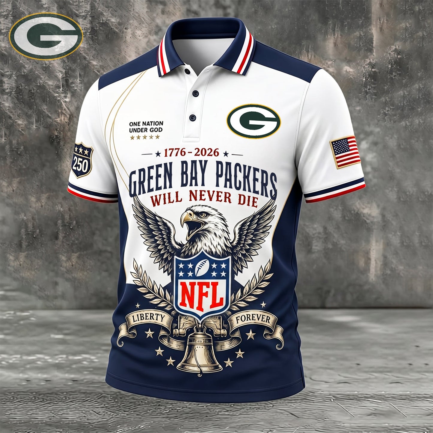 PREMIUM NFL x GB EXCLUSIVE 250 Years Anniversary Of Freedom POLO SHIRT 290626
