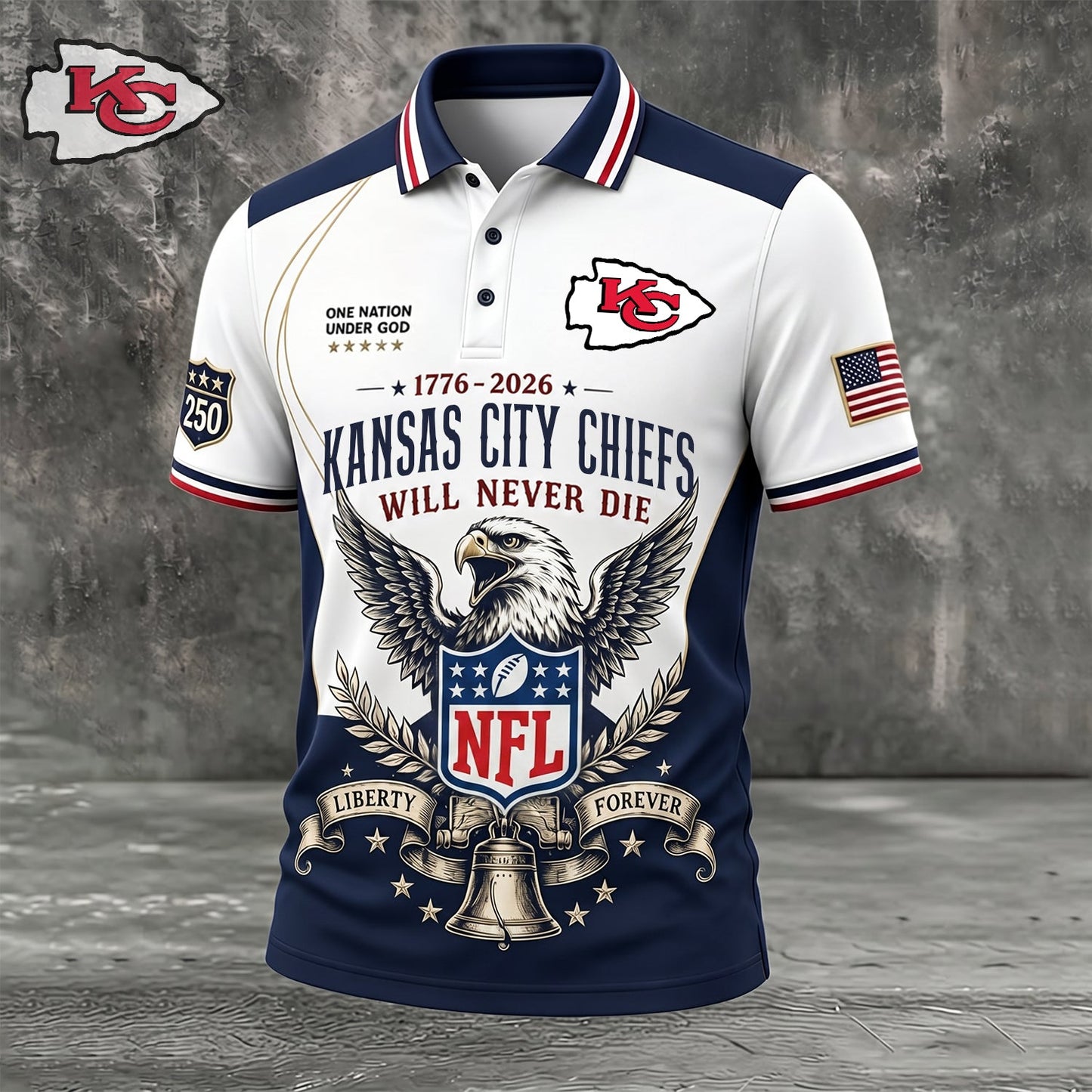 PREMIUM NFL x KC EXCLUSIVE 250 Years Anniversary Of Freedom POLO SHIRT 290626