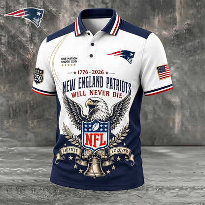 PREMIUM NFL x NE EXCLUSIVE 250 Years Anniversary Of Freedom POLO SHIRT 290626