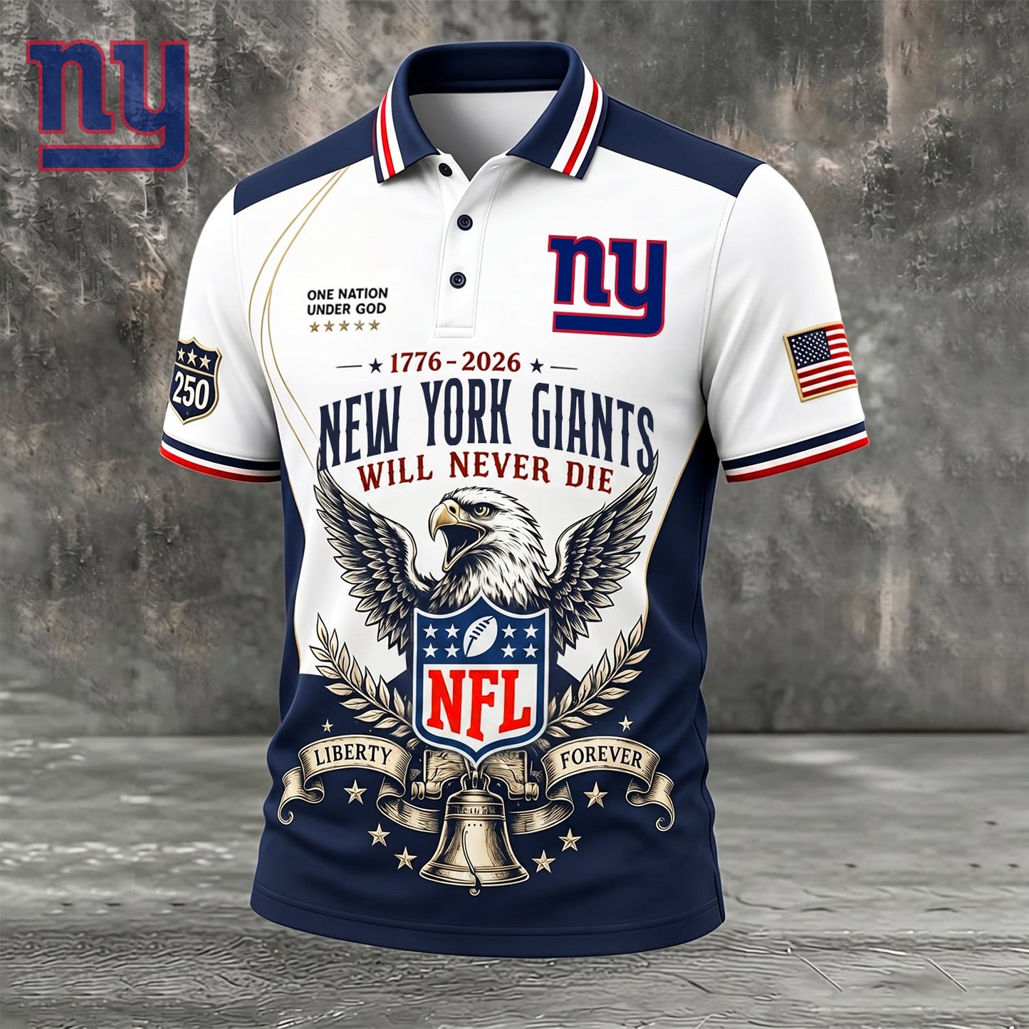PREMIUM NFL x NYG EXCLUSIVE 250 Years Anniversary Of Freedom POLO SHIRT 290626