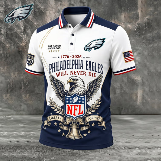 PREMIUM NFL x PHI EXCLUSIVE 250 Years Anniversary Of Freedom POLO SHIRT 290626