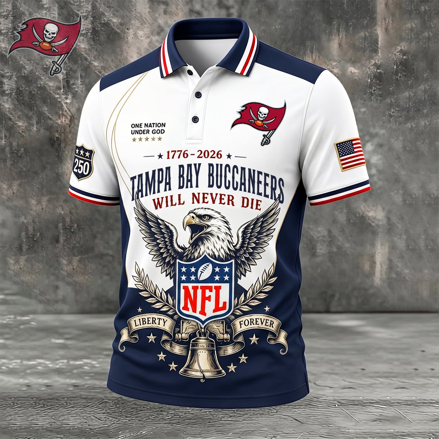PREMIUM NFL x TB EXCLUSIVE 250 Years Anniversary Of Freedom POLO SHIRT 290626