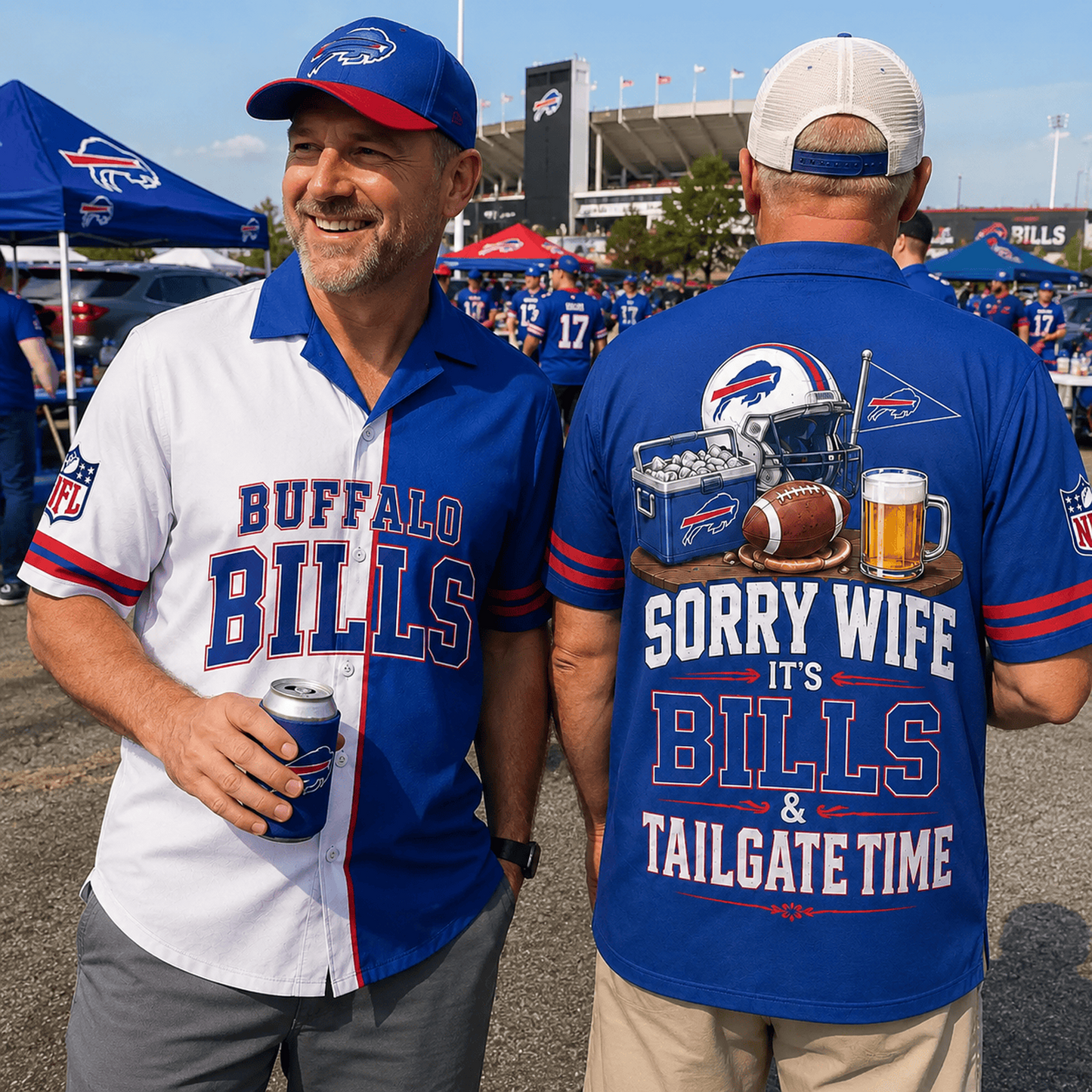 Premium NFL x BUF Funny Football Fan Hawaiian Shirt Sorry Wife It's Tailgate Time Button 300626