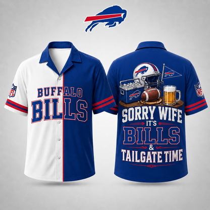 Premium NFL x BUF Funny Football Fan Hawaiian Shirt Sorry Wife It's Tailgate Time Button 300626