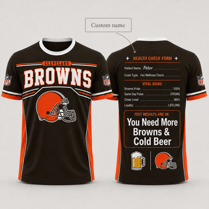 Premium NFL x CLE Funny Personalized Health Check Form 3D Shirt Football Enthusiasts 040726