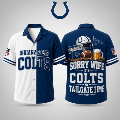 Premium NFL x IND Funny Football Fan Hawaiian Shirt Sorry Wife It's Tailgate Time Button 300626