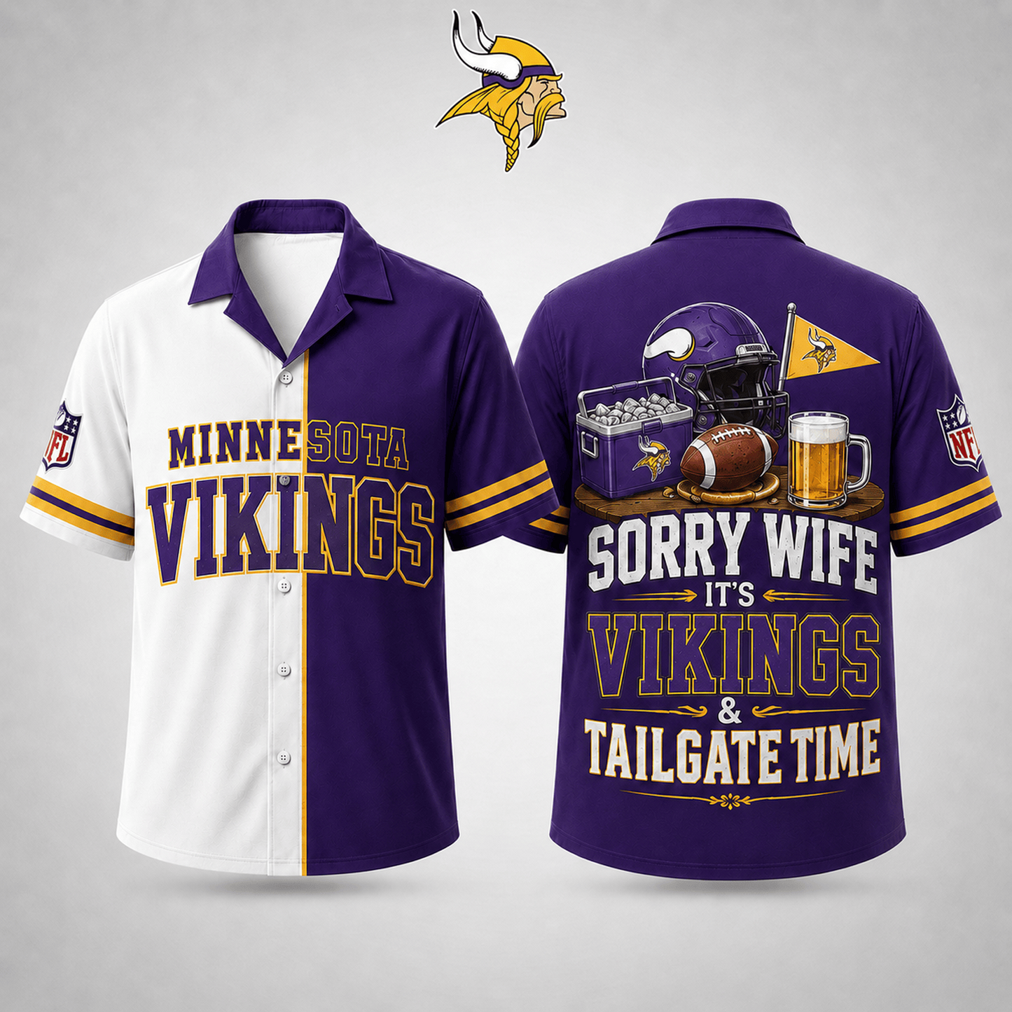 Premium NFL x MIN Funny Football Fan Hawaiian Shirt Sorry Wife It's Tailgate Time Button 300626