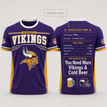 Premium NFL x MIN Funny Personalized Health Check Form 3D Shirt Football Enthusiasts 040726