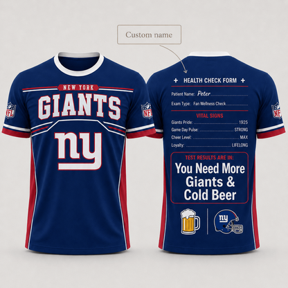 Premium NFL x NYG Funny Personalized Health Check Form 3D Shirt Football Enthusiasts 040726