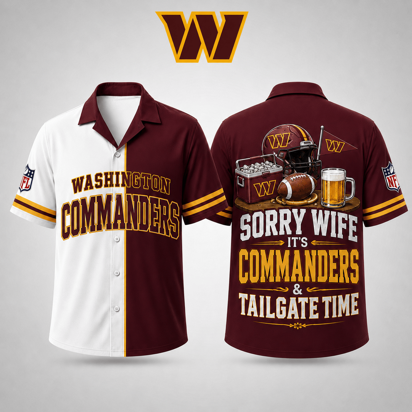 Premium NFL x WAS Funny Football Fan Hawaiian Shirt Sorry Wife It's Tailgate Time Button 300626